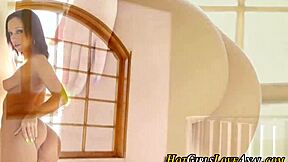 Teen lesbian fingers her ass with toys