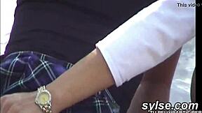 Young French girls initiate partouze by the road.