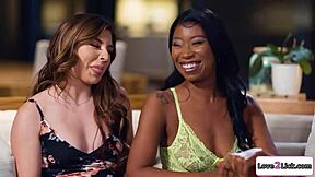 Can You Handle This Interracial Lesbian Orgy with Shaved Pussies and Big Tits?