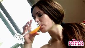 teen beauty undresses and teases in solo self pleasure session