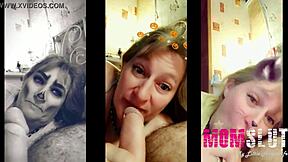 this blonde plays like a young slut sucking cock 😈