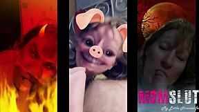 this blonde plays like a young slut sucking cock 😈