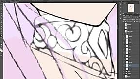 busty athena from saint seiya cosplay shows off her huge boobs in hentai style