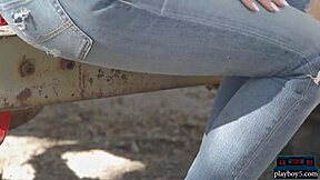 all natural blonde jennifer ann strips naked outdoor for fun