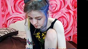 cute tattooed teen on webcam casually