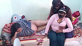 Young Sasur enjoys intense threesome with both bahus, licking and deepthroating with big ass action. Creampie seals the wild group encounter.