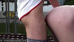 cute blonde alexis crystal bangs in wild public threesome