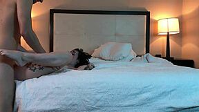 Fucking hot tatted petite teen beauty in missionary position.