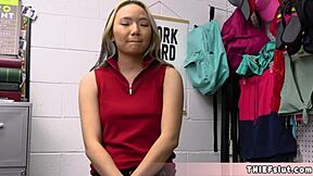 Caught shoplifting? This cute asian asia lee offers her tiny pussy to avoid trouble.
