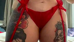 Alina Modelista Teases in Sexy Red Lingerie, Dripping Oil Before the Camera