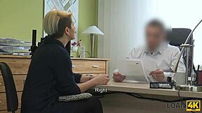 The office deal involves a blonde with big tits making an arrangement at work.