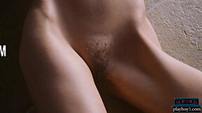 Super Hot Brunette Ivy Rose Strips in Sauna for Playboy Session