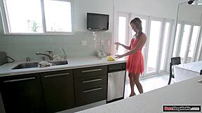 Asian stepmom helps stepson with big cock pov sex