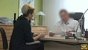 The office deal involves a blonde with big tits making an arrangement at work.