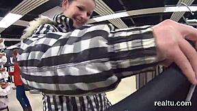 Wow, this charming Czech kitten got seduced in the mall for wild POV pounding!