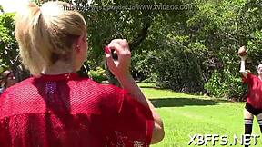 Bff teen babes get slammed hard on thick jock