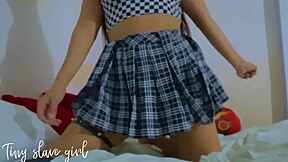 I use a dildo to give myself pleasure as a young nymphomaniac.