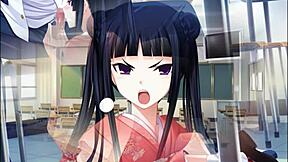 in the hentai majikoi s kokoro h6, a teen gives a blowjob outdoors in public, leading to a cumshot