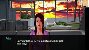 Redhead teen plays game in family