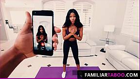 Skinny ebony teen Lacey London caught in hardcore orgasm.