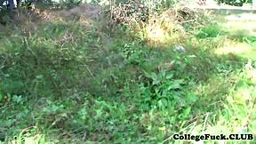 Teens Get Facialized In Outdoor Threesome