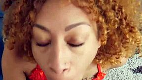 Man! Curly black teen 18+ savors bf's huge dick with ease!