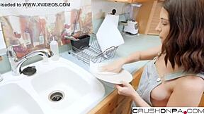 Hot Brunette Stepdaughter Jane Wilde Drilled by Stepdad