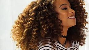 Cute ebony step-daughter rides step-dilf