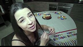 Dirty talking Kylie Rocket deepthroats stepdaddy's fat cock