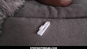 Petite black stepsister sucks white stepbrother's big cock in taboo POV