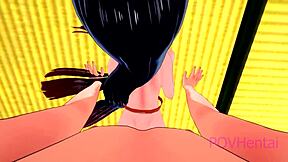 Nezuko from Demon Slayer rides hard in 3D action