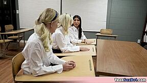 Yo, three petite pupils got lucky with teacher!