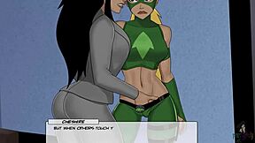 Cheshire and Artemis in cosplay, ready for lesbian fingering fun?