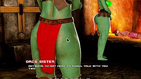A curvy orc mistress dominates in Breeding Island Ep 23 game action.
