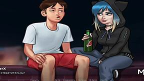 peeping at naked milf with big ass through binoculars in summertimesaga