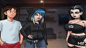 peeping at naked milf with big ass through binoculars in summertimesaga