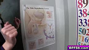 I's a blonde teen riding that big cock in detention, oh god