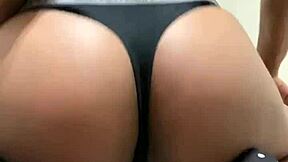 nelly shakes her sexy shaved asshole in thong, spreading and grinding panties