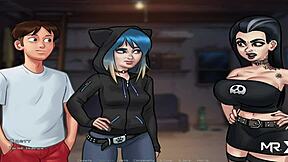 peeping at naked milf with big ass through binoculars in summertimesaga