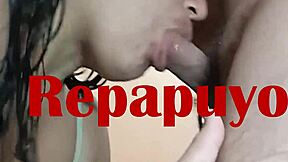 Cousin bends over in four position