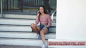 held down rough, naive youthful 18+ bound tight in car for extreme banging