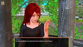 redhead anime girl with big tits in erotic game