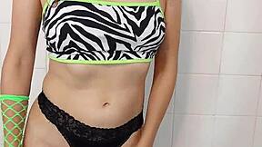 Can you believe cumming through panties in the shower with this hot Latina teen and her big ass?