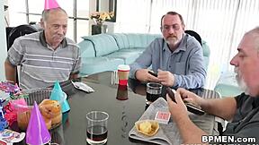 Descriptive Teen Akira Shell Bent Over by Old Man Near Grandpa