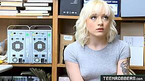 man, this slutty young thief naomi nash is wild! she's sitting in a creepy officer's lap at the office for some doggystyle action on teenrobbers com.