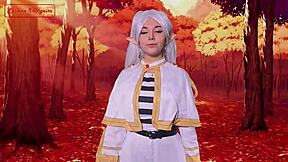 Cosplay frieren elf recruits warrior for sex sword in anime roleplay
