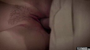 The cute teen 18+ got double creampied by stepdad and his pal in taboo scene.