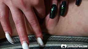 This cute teen teases with her tongue and pussy in a homemade solo video, showing close-ups of her hairless body