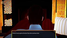 redhead teen with small tits in erotic cartoon family scene