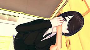 female boss trains employee in 3d hentai with big ass action